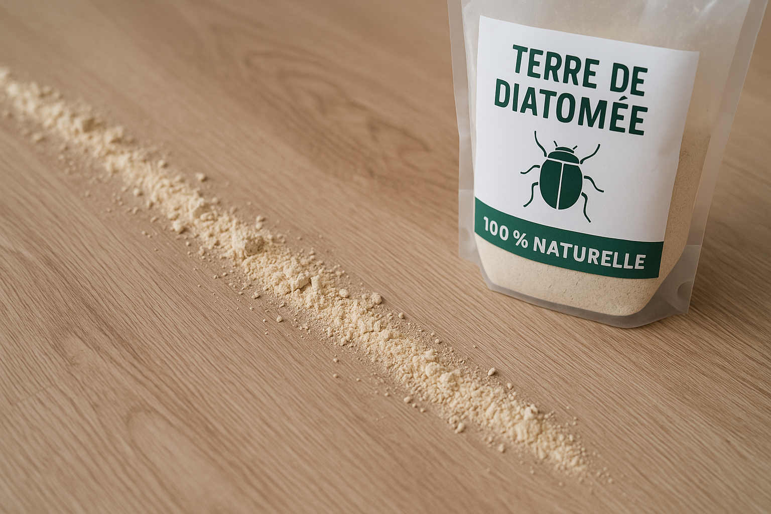Traitement naturel des punaises de lit avec de la terre de diatomée appliquée au sol