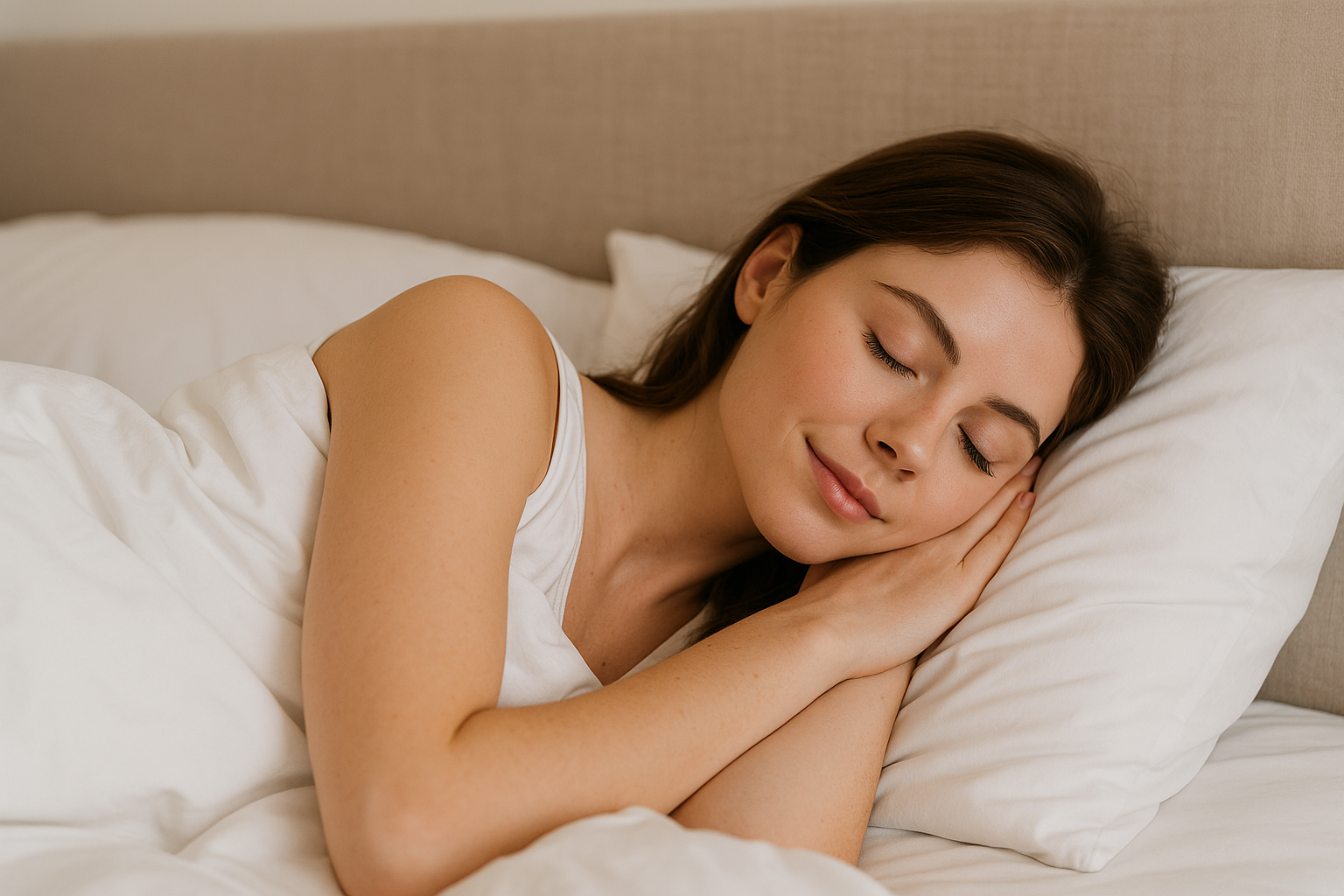 Personne dormant paisiblement dans un lit propre après un traitement contre les punaises de lit